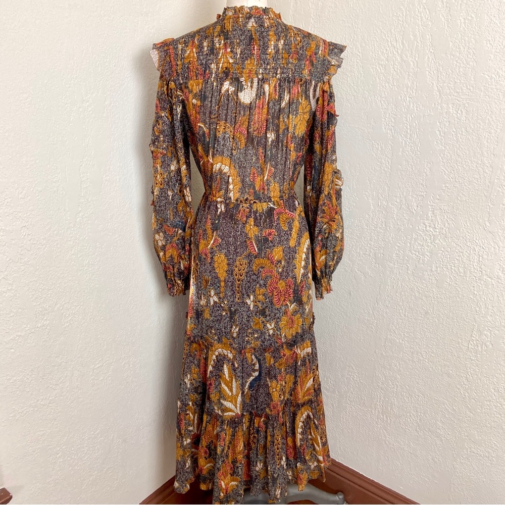 $650 Ulla Johnson RARE! Paola Silk Lurex Midi Dress - Picture 6 of 15